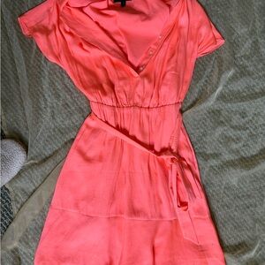 Banana Republic Orange Pink Wrap Sundress